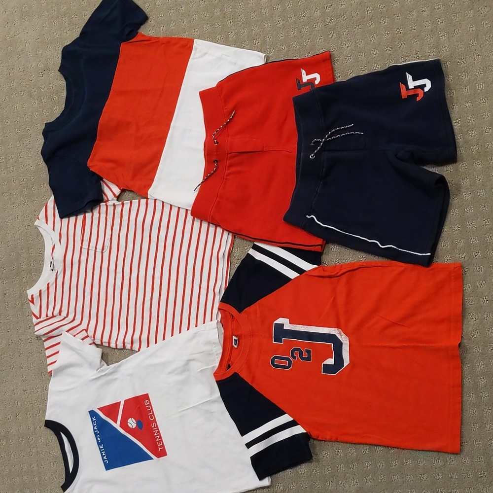 EUC lot of Janie and Jack red, white, and navy boy's size 6 summer wardrobe